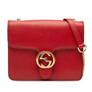 GUCCI Red Leather Shoulder Bag